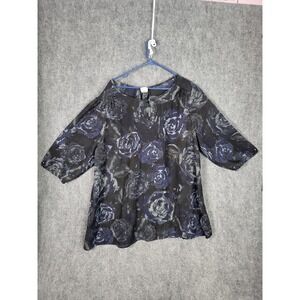 JMS Just My Size 4X Womens Floral‎ Print Blouse Top Plus Size 26/28W Boho Chic